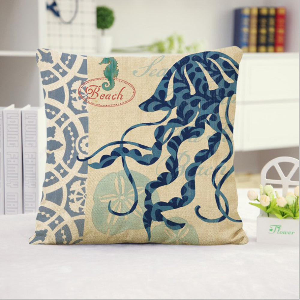 18''x18'' coastal print throw pillow | 15 designs nautical & beach themed | rustic seaside accent | insert included