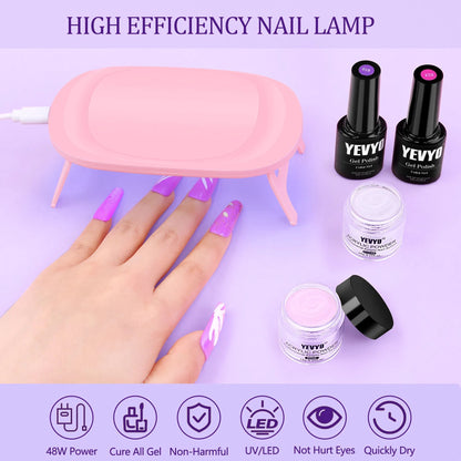Acrylic Nail Kit With UV Light, 4 Colors Gel Polish Kit With 24 Glitter Colors Acrylic Powder Monomer Liquid - DropOnline.co