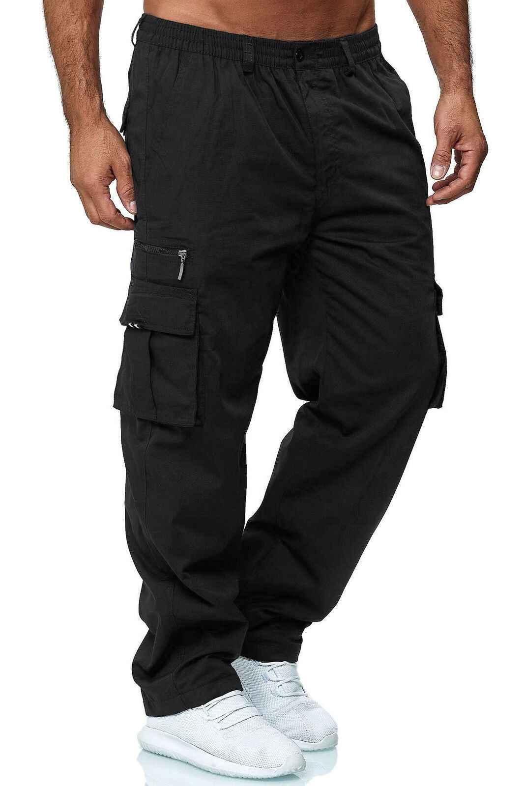 Men's Casual Multi-Pocket Cargo Pants - Loose Straight Fit Trousers