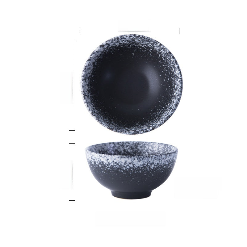 Japanese-Style Porcelain Rice Bowl - Microwave Safe Ceramic Dining Bowl