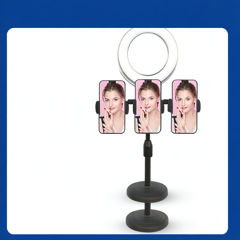 Multi-Position LED Ring Light - Professional Streaming Setup with 3 Camera Angles