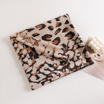 Leopard Print Artificial Cashmere Scarf Women's Warm Scarf Winter - DropOnline.co