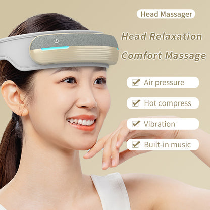 Foldable Heated Head Massager With Air Compression, Music & USB Charging, Portable & Relaxing - DropOnline.co