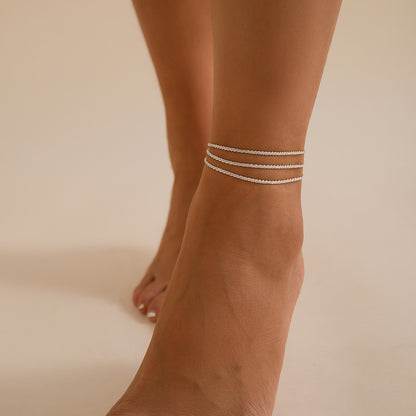 All-match Sparkling Slim Chain Metallic Anklet - DropOnline.co
