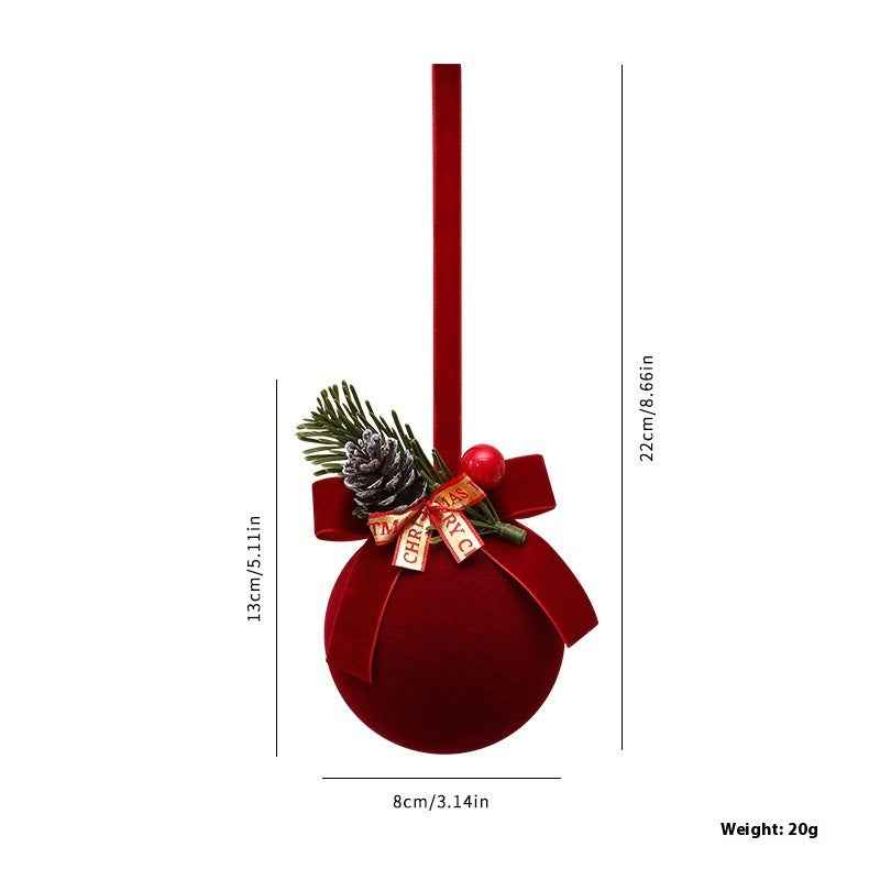 Christmas Flocked Bell Pendant - Wine Red Jingling Ornament Window Door Decoration - DropOnline.co