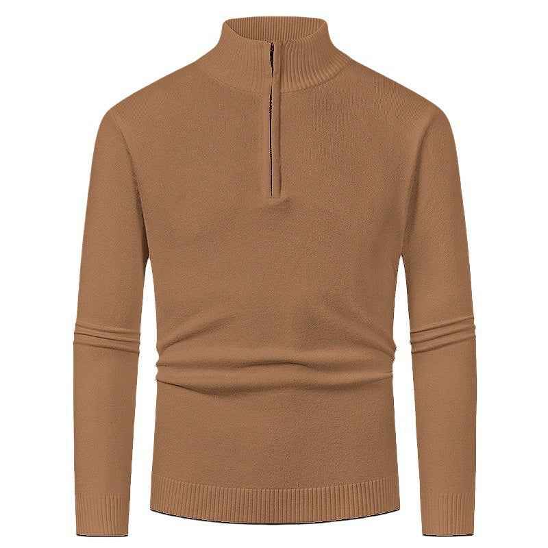 Men's Fashion Half Zipper Polo Sweater Casual Long Sleeve