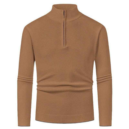 Men's Fashion Half Zipper Polo Sweater Casual Long Sleeve