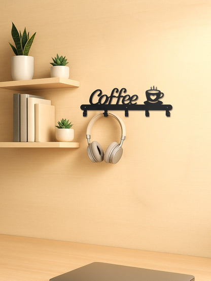 Metal Coffee Mug Holder Rack Wall-Mounted With Hooks For Cups & Coats - DropOnline.co