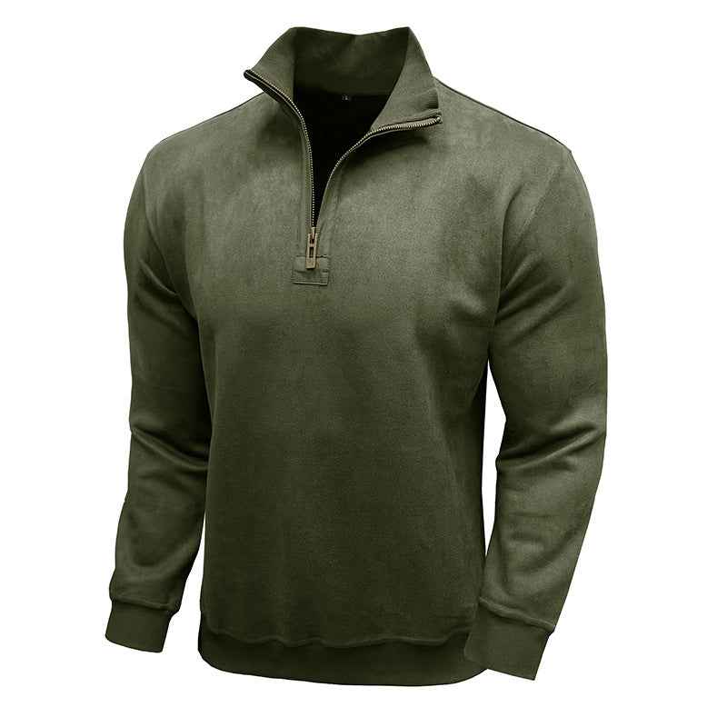 Men's Long-sleeved Zipped Stand Collar Sweater