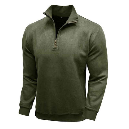 Men's Long-sleeved Zipped Stand Collar Sweater