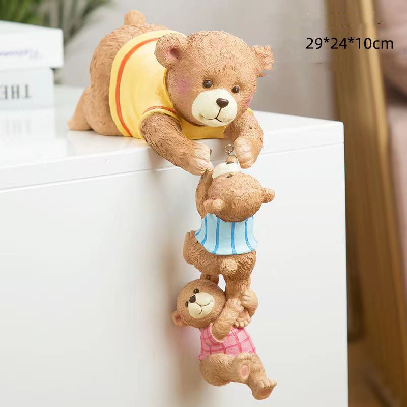 Premium Cat & Bear Resin Ornaments - Creative Cartoon Home Decoration Set