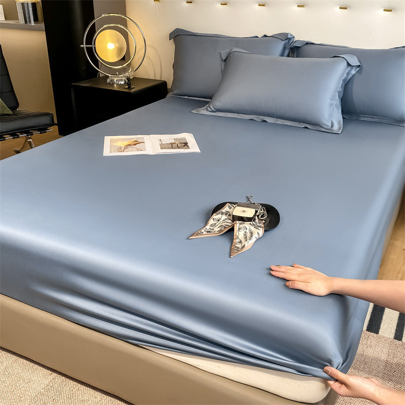 Tencel Fitted Bed Sheet Summer Scandinavian Solid Color