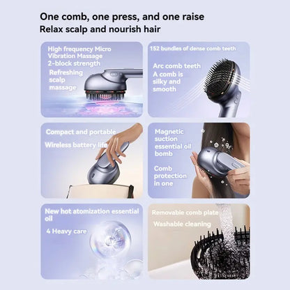 Electric Massage Brush - 1 Pc, 3 X 1.2ml Hair Oil Bottles, Multi-function Scalp Massage Comb, Can Hold Hair Oils - DropOnline.co