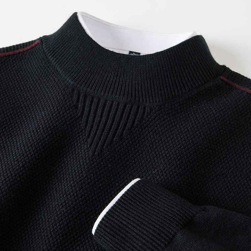 Men's Knitted Half-Turtleneck Inverted Triangle Jacquard Sweater