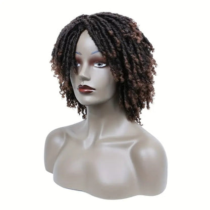 Short Hair Braided Non-toxic Wig African Curly Wig Synthetic Wig African Hair Braided Hook Braided Wig Dirty Braid Headgear - DropOnline.co