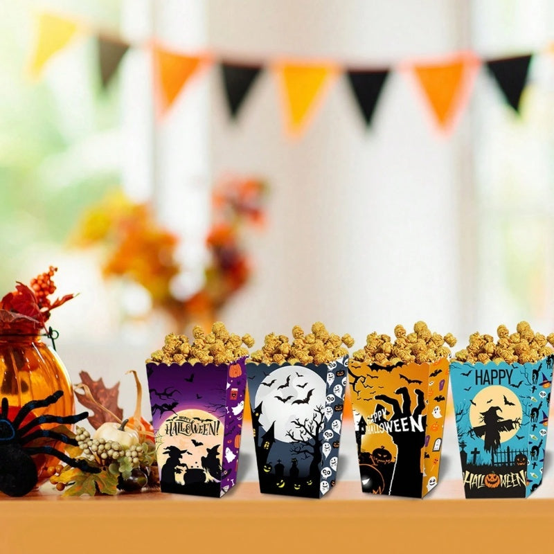Halloween Popcorn Boxes - 12 Pcs Ghost Bat Party Snack Containers