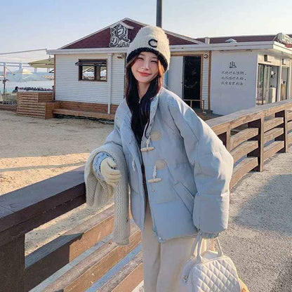 Winter Short Stand Collar Thick Cotton Coat With Toggles