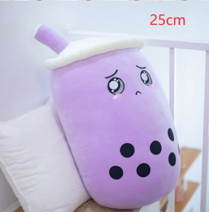Boba Tea Plush Toy - Cute Strawberry Milk Tea Stuffed Animal Pillow Cushion for Kids - DropOnline.co