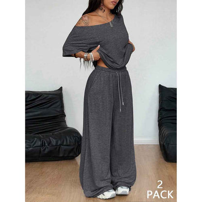 Retro Solid Color Casual Pants For Women, Loose Wide-leg Versatile