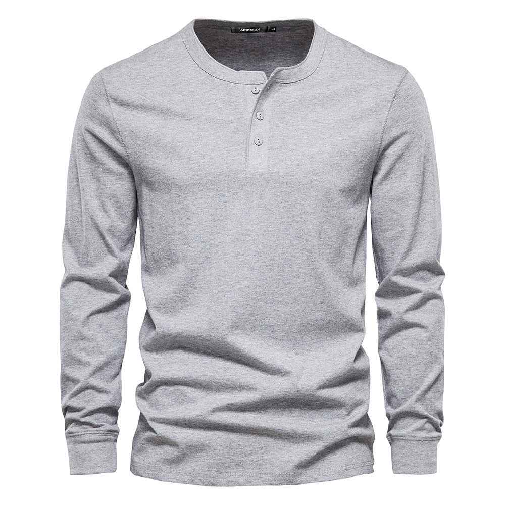 Men's Casual European Size Round Neck Long Sleeve T-shirt