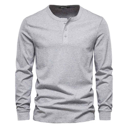 Men's Casual European Size Round Neck Long Sleeve T-shirt