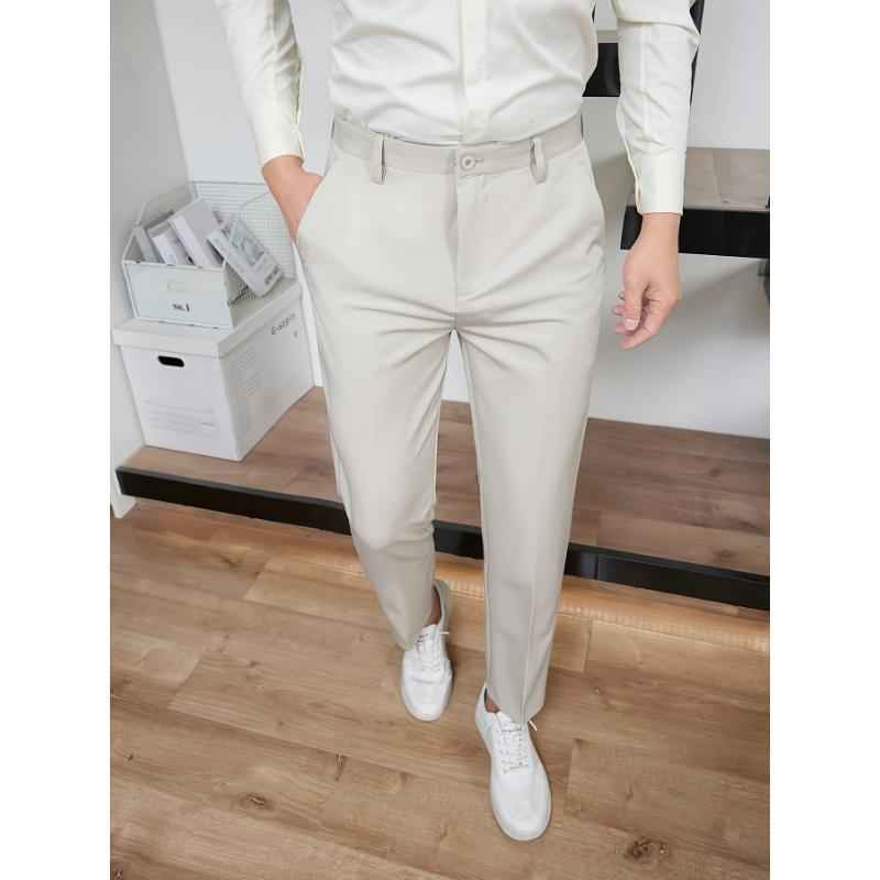 New Men's Straight High-waisted Black Casual Pants