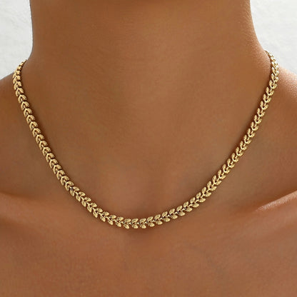 Luxury Chain Necklace Retro Geometric Wheat Leaf Design  Stylish Spring Summer Accessories, Everyday  Party Wear Gift Idea - DropOnline.co