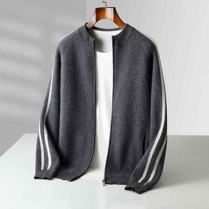 Fashionable All-match Casual Woolen Sweater Four Flat Air Layer Thickened Half Turtleneck Pure Wool Cardigan
