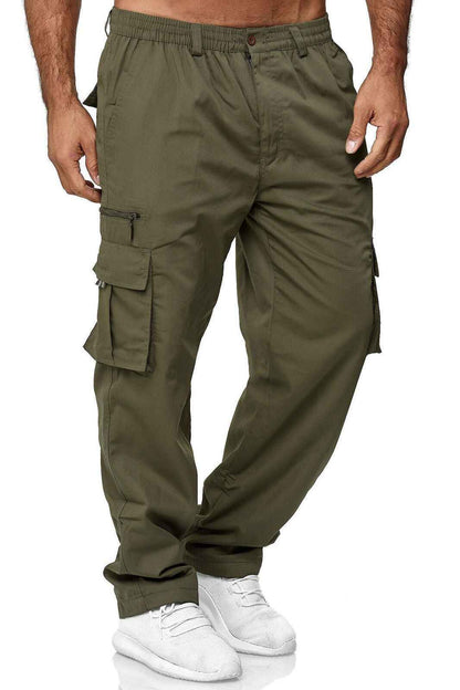 Men's Casual Multi-Pocket Cargo Pants - Loose Straight Fit Trousers