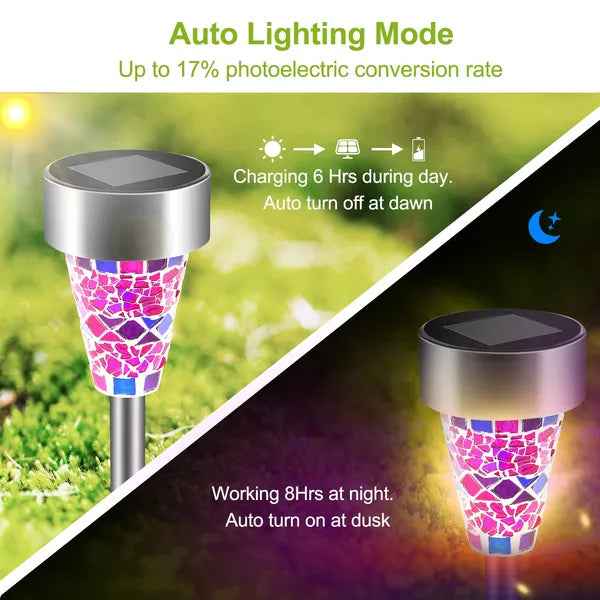 6Packs Solar Garden Lights Outdoor Solar Pathway Lights IP44 Water-resistant Landscape Lights 8Hrs Lawn Lamps For Yard Driveway Walkway