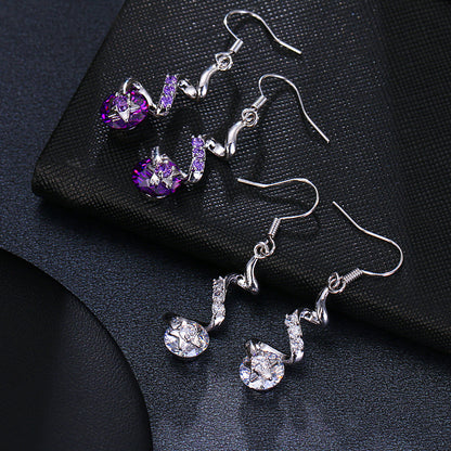 Purple Zircon Spiral Ear Hook Earrings - DropOnline.co