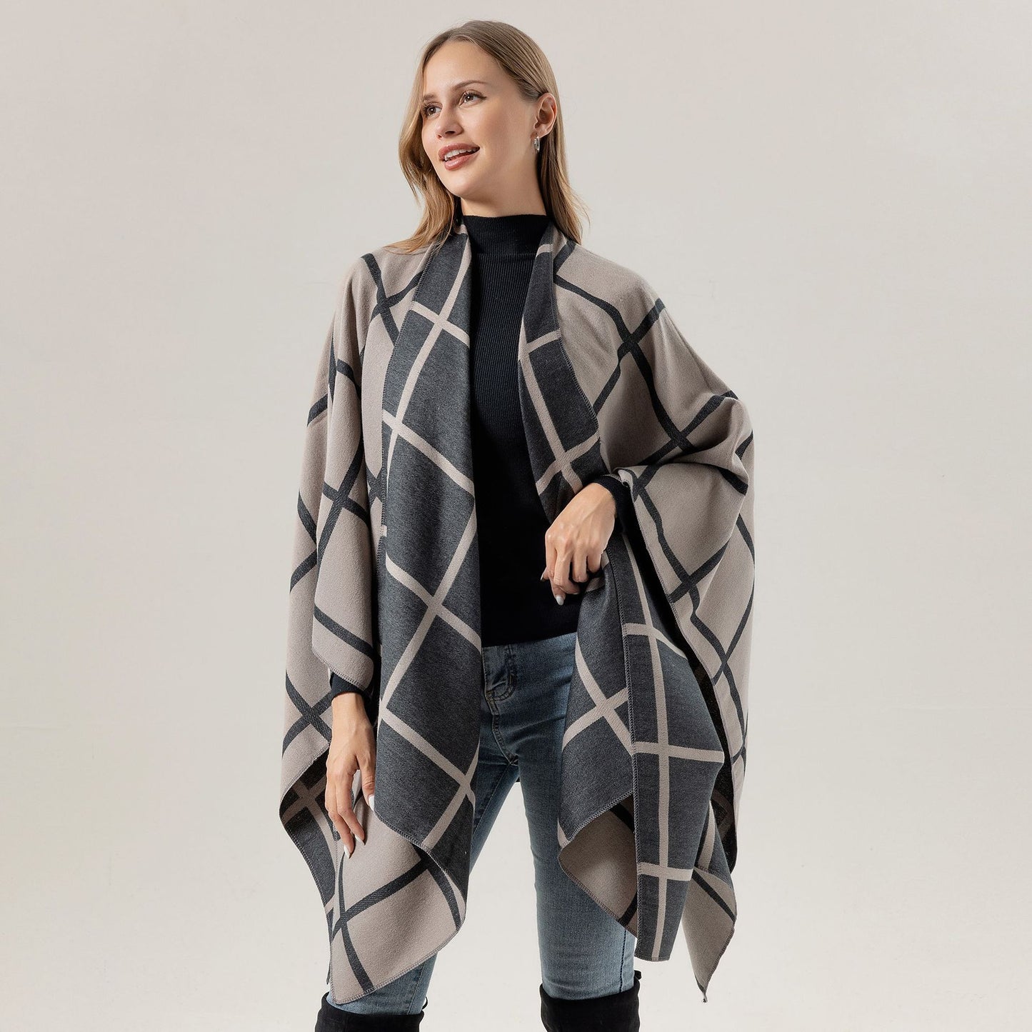 Women's Fashion Gingham Check Warm Scarf - Classic Plaid Winter Wrap