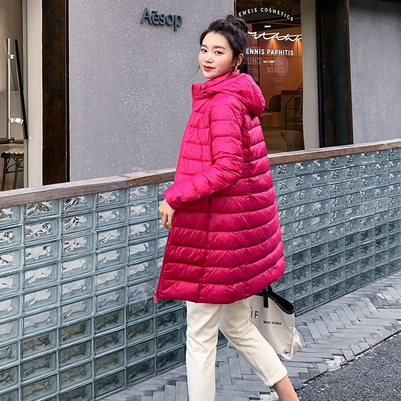 Mid-Length Lightweight Down Jacket for Women - Premium Insulated Coat