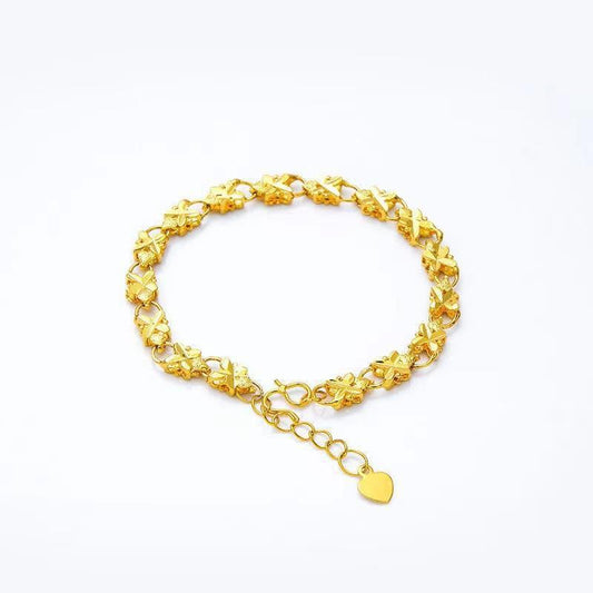Gold-Plated Lucky Clover Gift - Love Heart Brass Gold-Plated Charm