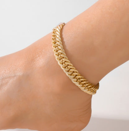 An Elegant And High-end Middle Eastern Ramadan Style Metal Engraved Double Woven Dense Chain For Women's Popular Vacation Style Foot Chain - DropOnline.co