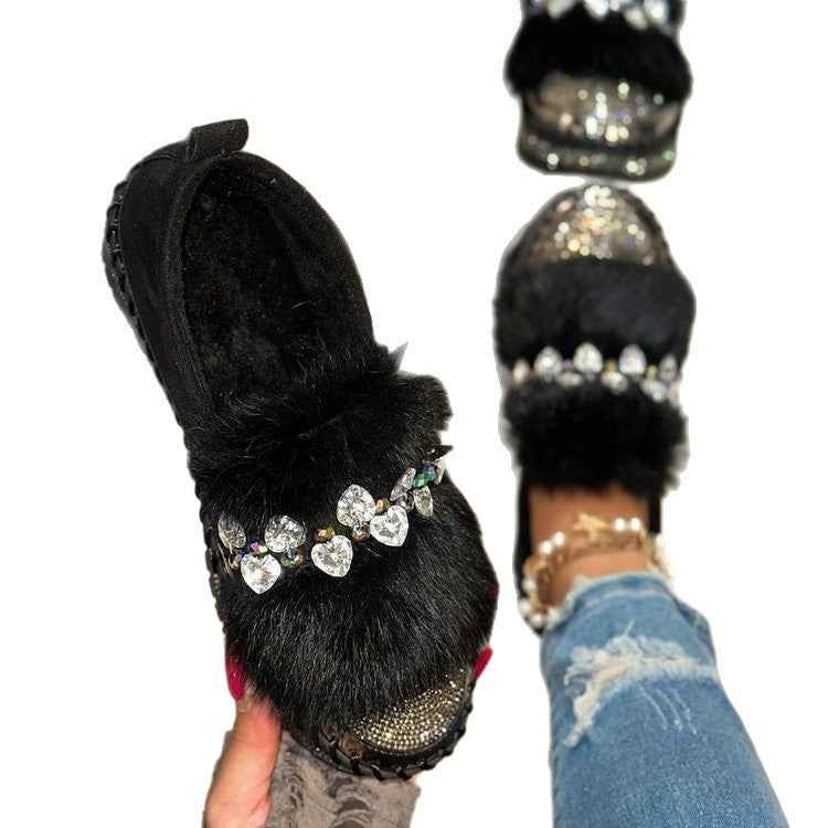 Fashion Bow Rhinestone Plus Size Women's Casual Shoes