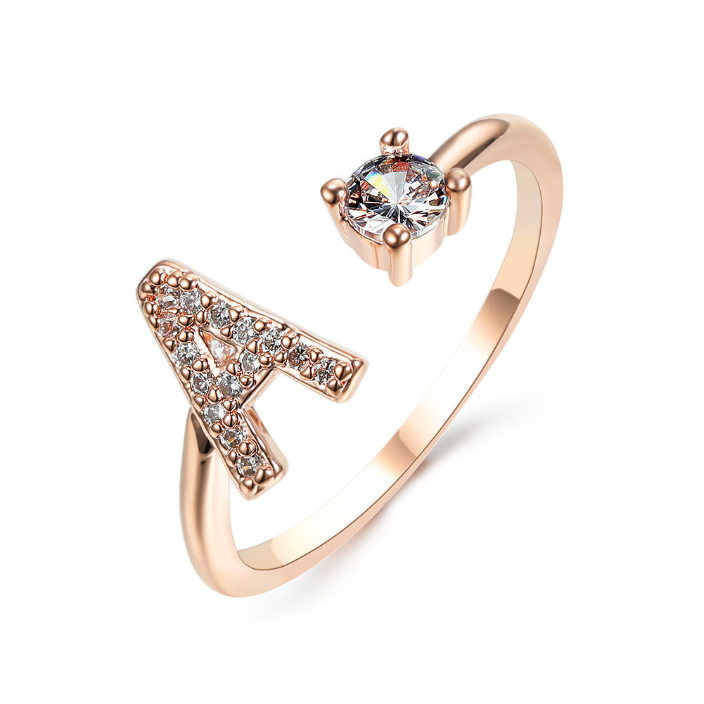 Adjustable Initial Letter Ring - Personalized Alphabet Jewelry