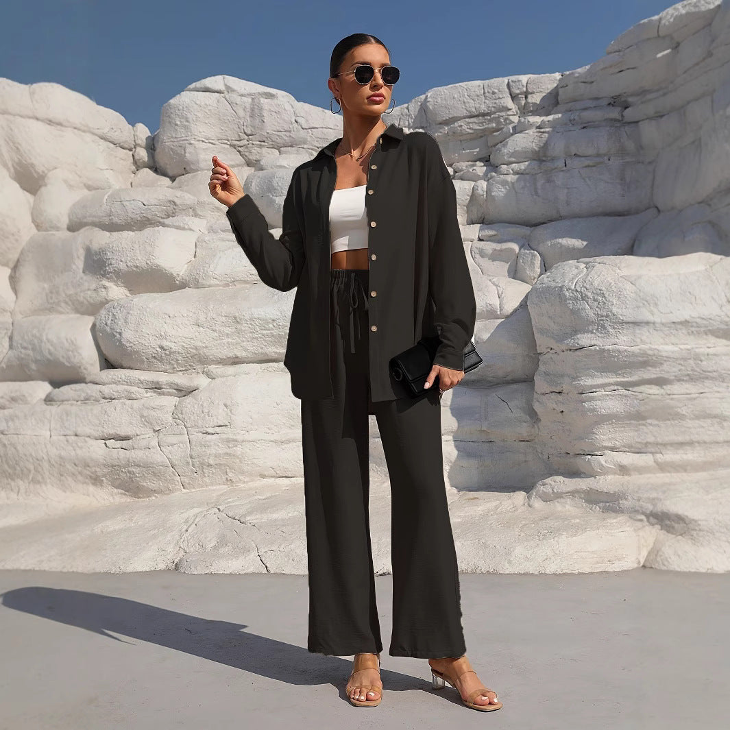Women's Long Sleeve Cardigan Two-Piece Dress Set - Elegant Layered Outfit