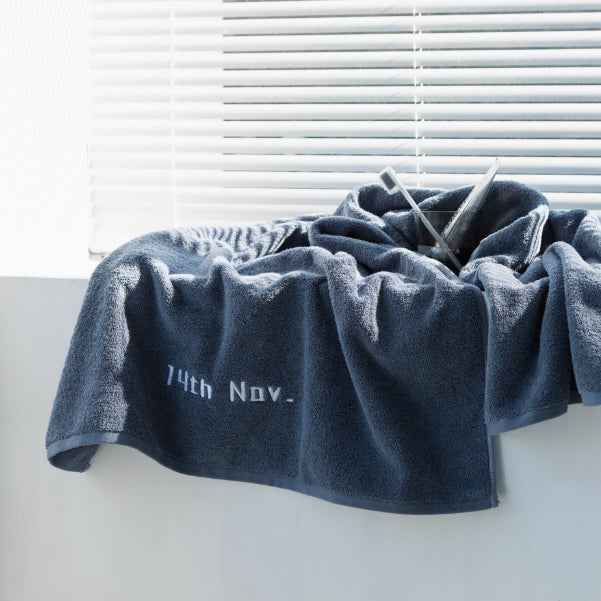 Customized Date Bath Towel, Birthday Embroidery