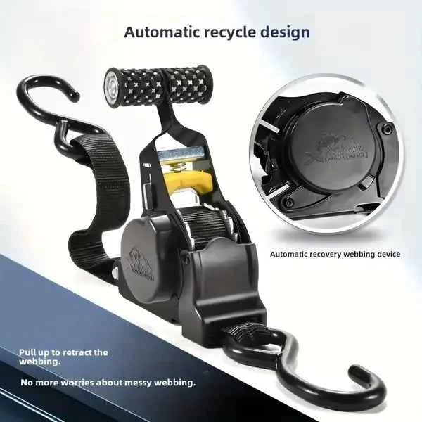 Ratchet Tie Down Straps - Auto Retractable Ratchet Straps Heavy Duty 1500lbs 4 Pack With S Hooks, For Securing Cargo Luggage Motorcycle Truck Boat, 3.3m, Black