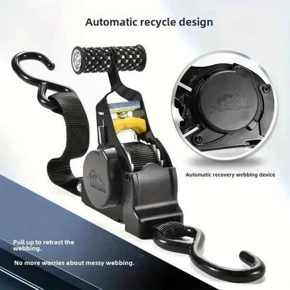 Ratchet Tie Down Straps - Auto Retractable Ratchet Straps Heavy Duty 1500lbs 4 Pack With S Hooks, For Securing Cargo Luggage Motorcycle Truck Boat, 3.3m, Black