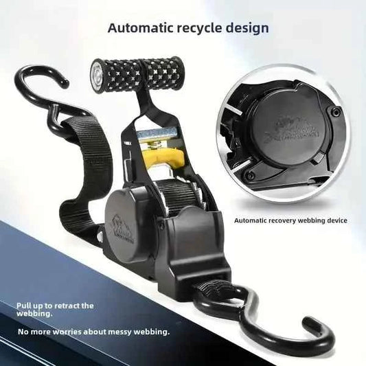 Ratchet Tie Down Straps - Auto Retractable Ratchet Straps Heavy Duty 1500lbs 4 Pack With S Hooks, For Securing Cargo Luggage Motorcycle Truck Boat, 3.3m, Black