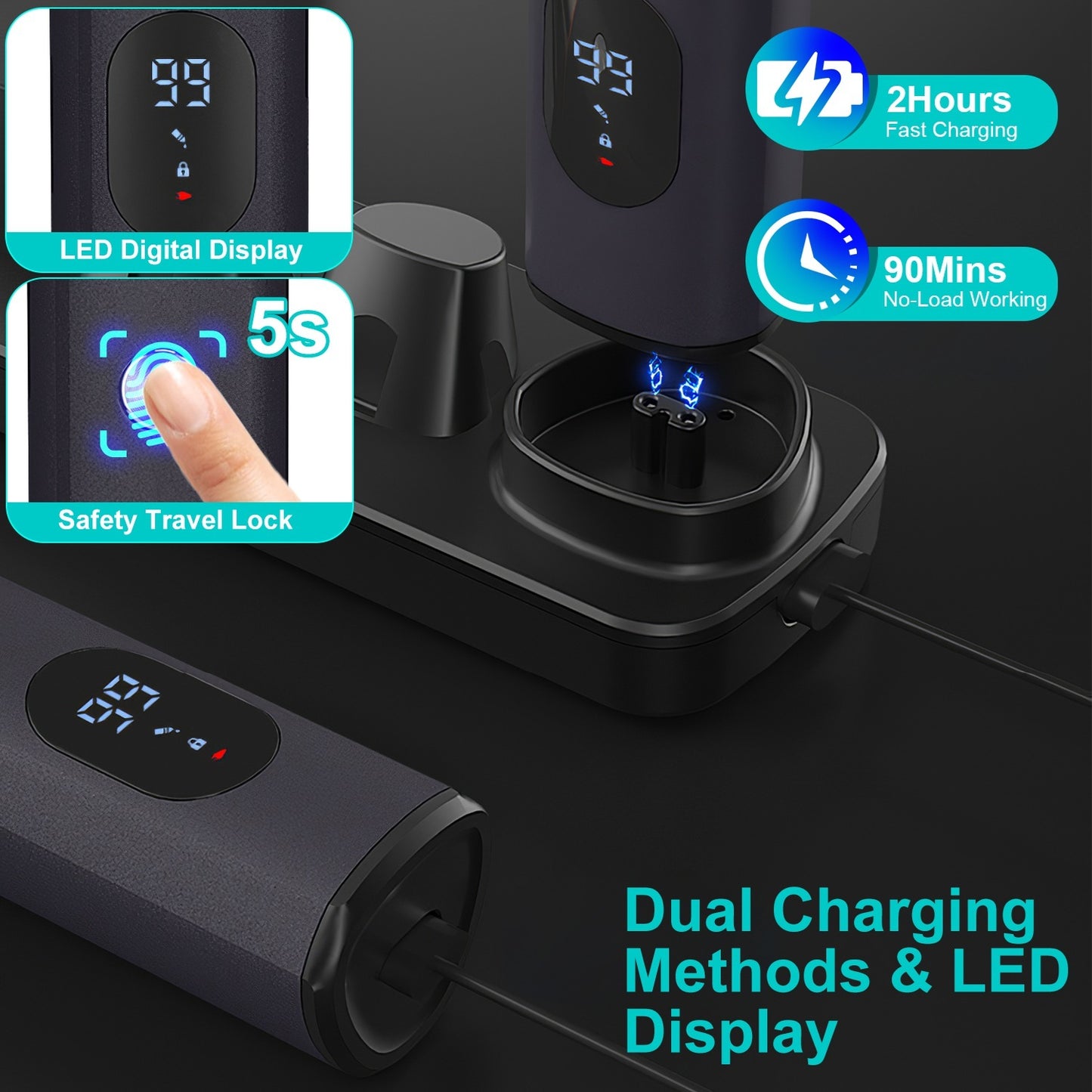 1Set All In One Beard Trimmer For Men With 5 Trimmer Heads IPX5 Waterproof Electric Razor For Face Nose Body Beard Cordless Hair Shaver Clipper Grooming Kit For Men Husband Father