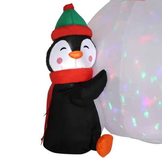 6ft Inflatable Snowman with 3 Penguins - LED Garden Christmas Decoration with Rotating Light - DropOnline.co