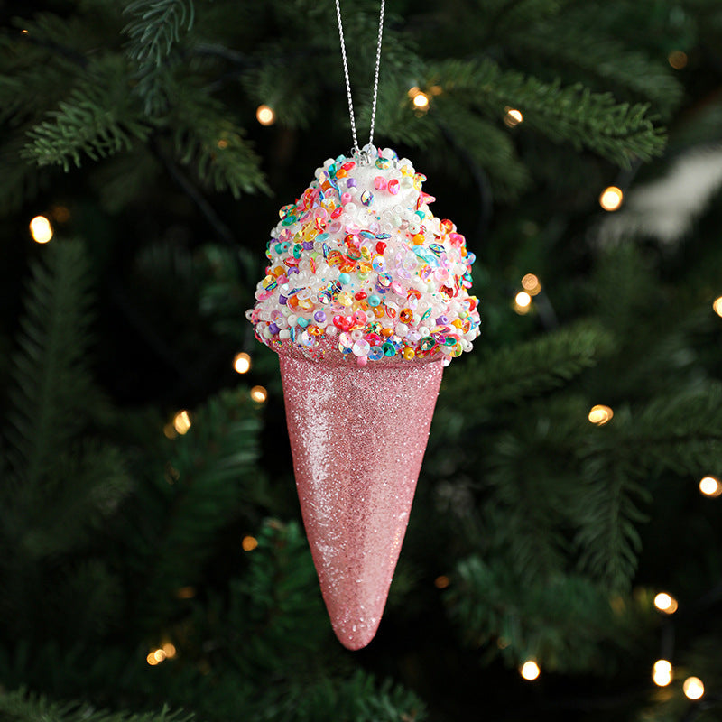 Creative Foam Ice Cream & Mushroom Christmas Tree Ornaments - Pastoral Style Pendants