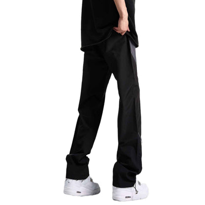 Men's Patchwork Striped Straight-Cut Casual Pants