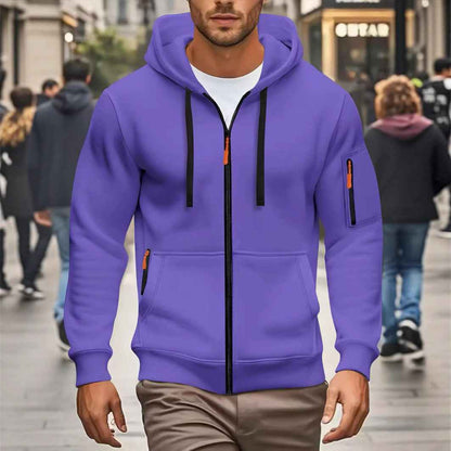 Men's Zipper Hooded Sweatshirt - Sports Casual Cardigan Jacket