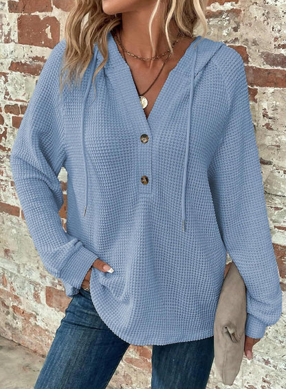 Women's V-Neck Long Sleeve Pullover Sweater - Casual Sports Style - DropOnline.co