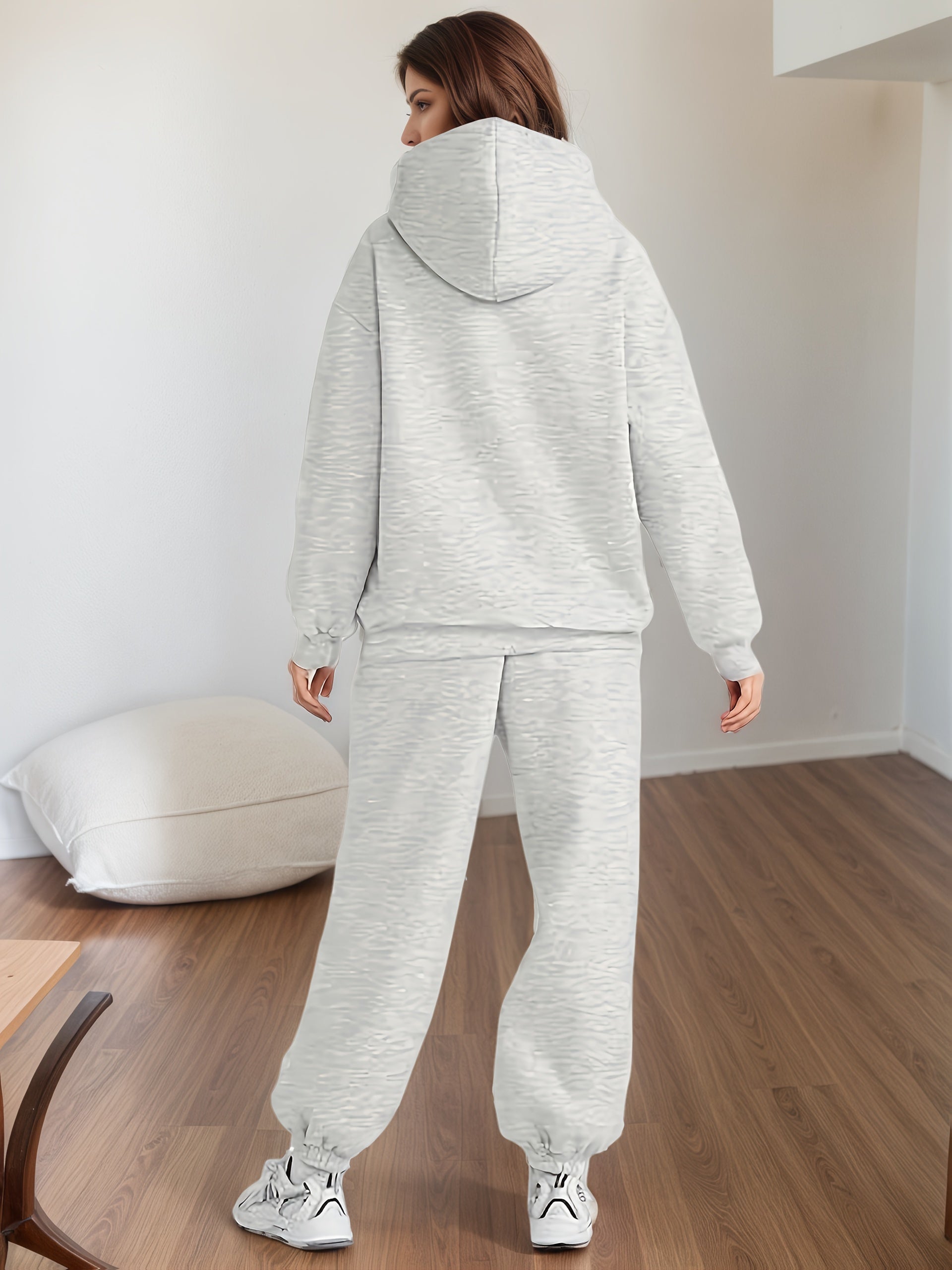 2025 Large Size New 2 Piece Outfits Lounge Hoodie Sweatsuit Sets Oversized Sweatshirt Baggy Fall Fashion Sweatpants With Pockets - DropOnline.co