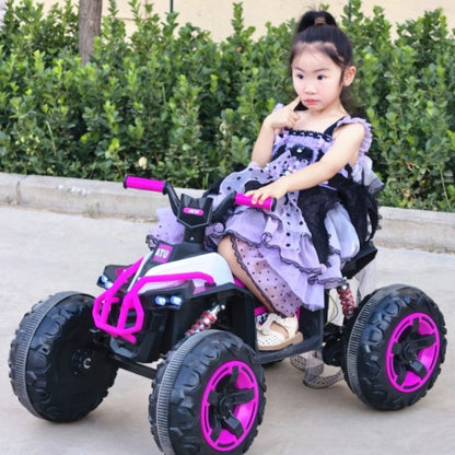 Ride On Toy Car,12V  Electric ATV Car For Kids, 4 Wheeler Electric Toy Car With Bluetooth,light,Leather Seaters,,for Boys,Girls,indoor And Out Door